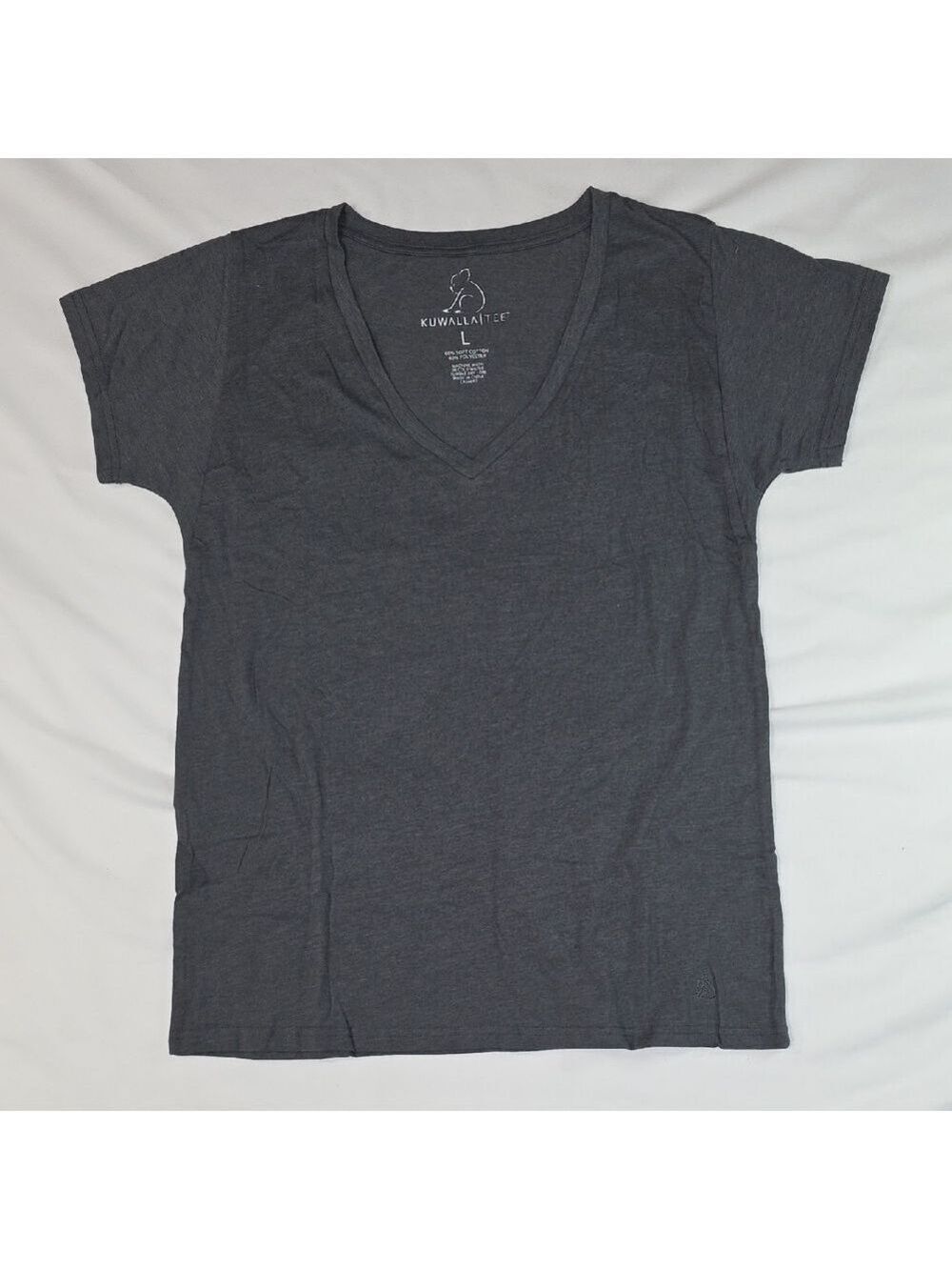Women's Gray V-Neck Top Large Kuwalla Tee